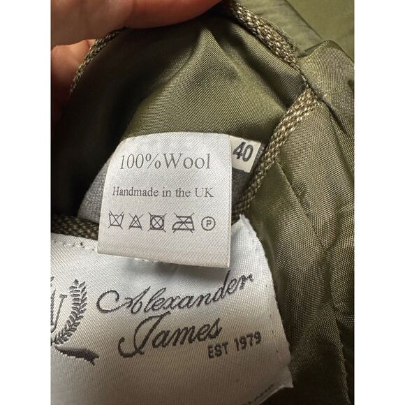 ALEXANDER JAMES Men's Tweed Jacket, Olive Green, Sz 40 - Picture 10 of 10